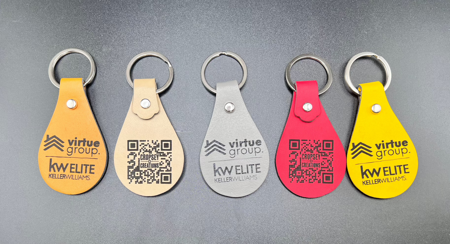 Set of 10: Personalized Engraved PU Leather Keychains