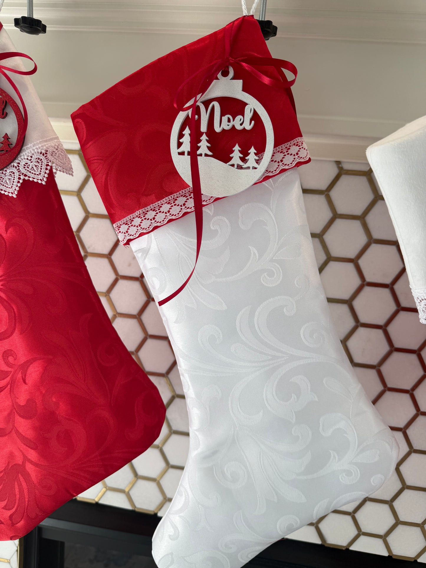 The Red Satin Collection Christmas Stockings
