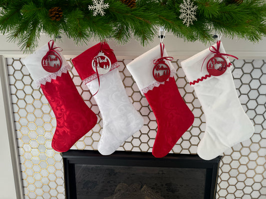 The Red Satin Collection Christmas Stockings